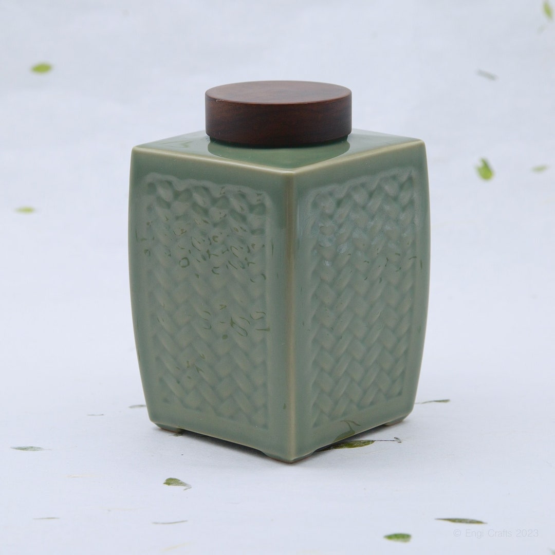 Engicrafts Green Ceramic Container Caddy Canister Storage 800ml 27oz