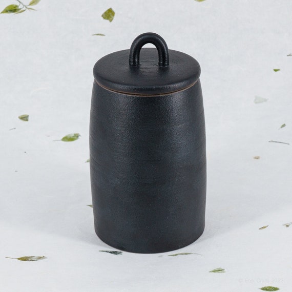 EngiCrafts Black Ceramic Storage Canister