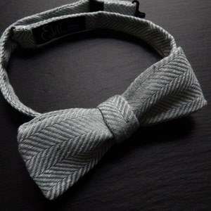 Mint and White Self Tie Bow Tie in Herringbone Pattern. image 1