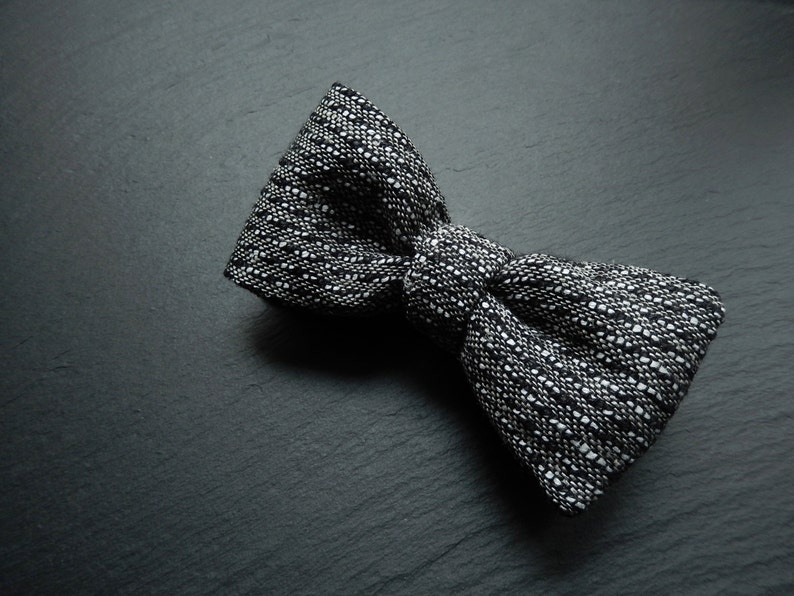 Pocket Square and Bow Tie Gift Set in Black, White and Grey. Etsy