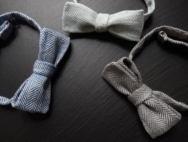 Mint and White Self Tie Bow Tie in Herringbone Pattern. image 3