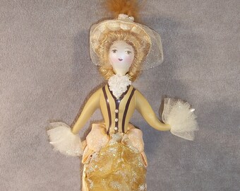 Vintage Ladies with Elegance Handpainted Mercury Glass Ornament Victorian Miss