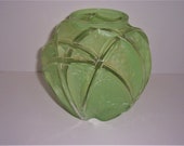 Phoenix Consolidated Glass Vase Green Martele 700 Line 1930s