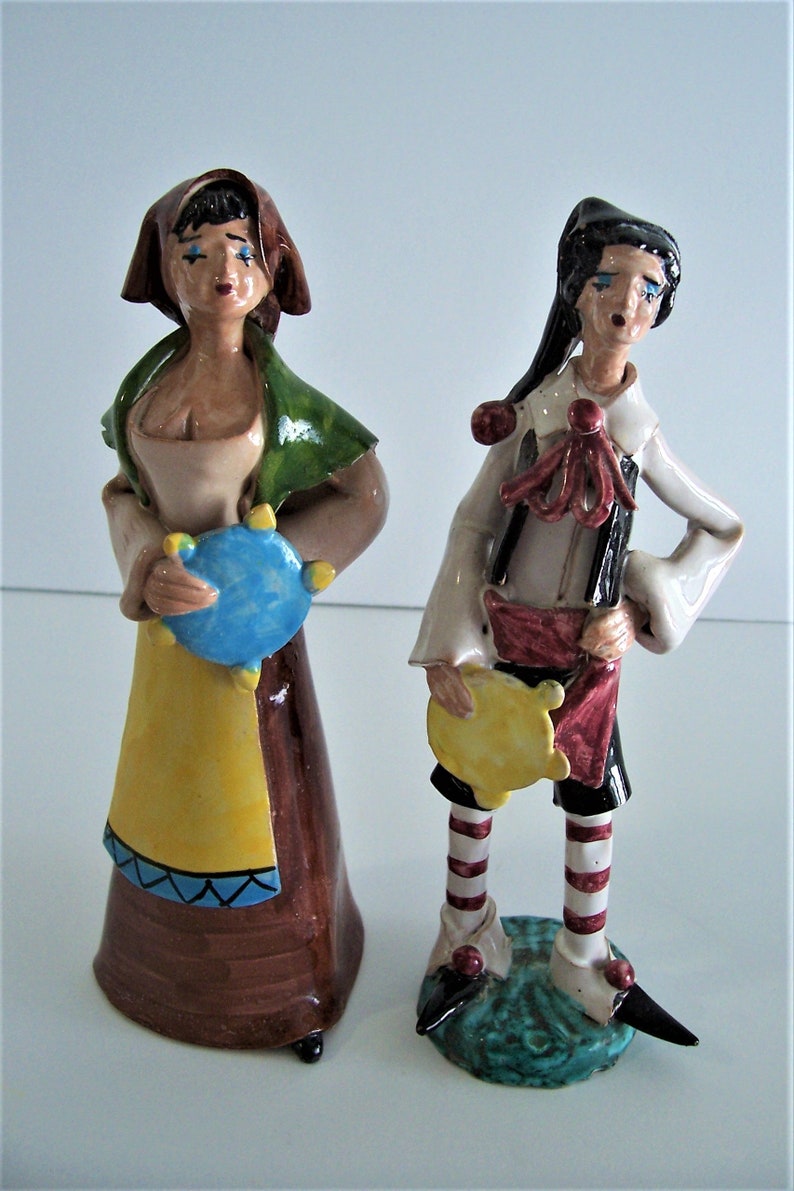 Vintage MCM Italian Art Pottery Figurines 2 Carlino Sciacca Etsy