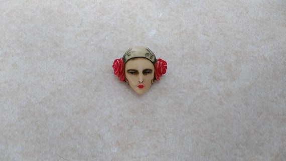 Vintage Sylvia Massey Lady Face Pin RARE 1980s Ar… - image 2