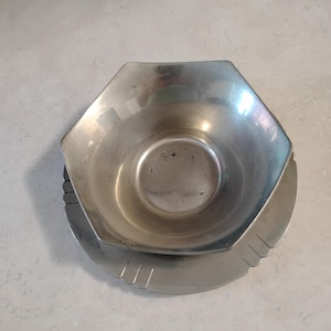 Antique Karl Kipp Hand Wrought Pewter Bowl and Plate Arts n Crafts East Aurora NY Roycroft