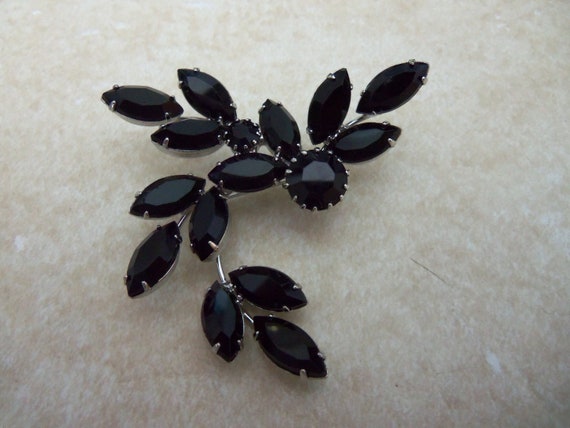 Vintage Juliana Brooch Pin Black Marquis Stones S… - image 2