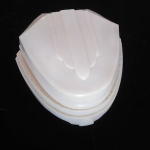 Arden Art Deco Celluloid Engagement Ring Box Clamshell Sage Green Velvet Presentation