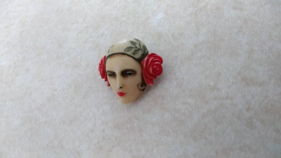 Vintage Sylvia Massey Lady Face Pin RARE 1980s Ar… - image 6