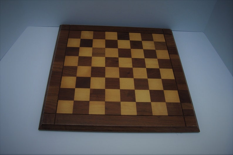 Vintage Drueke Wooden Game Board Walnut /& Birch 15 by 15 Double Sided Chess Checkers
