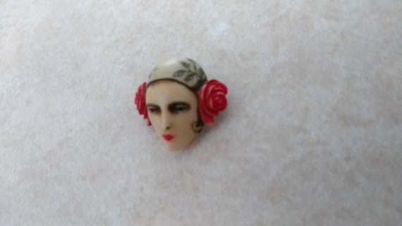 Vintage Sylvia Massey Lady Face Pin RARE 1980s Ar… - image 4