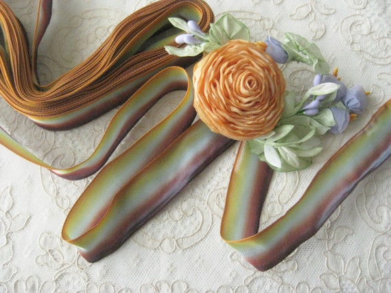 Vintage French Ombre Wired Ribbon 1 Wide Brown Aqua Etsy