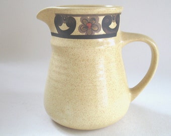 Vintage J & G Meakin Aquarius Jug or Vase, 1960s 1970s Pottery, Beige Brown, H 5 1/2"