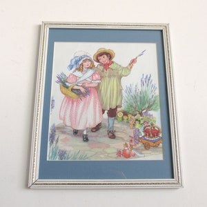 Framed Vintage Print, Lavender's Blue Nursery Rhyme Artwork by Hilda Boswell (b 1903), Frame Size 10 8/10 x 8 7/10 ins