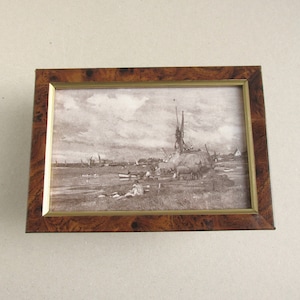 Summer at Mersea Island Essex by C W Wyllie (b 1853) Vintage Small Art Print in Frame Sized 6 8/10 x 4 8/10 ins, English Coastal Landscape