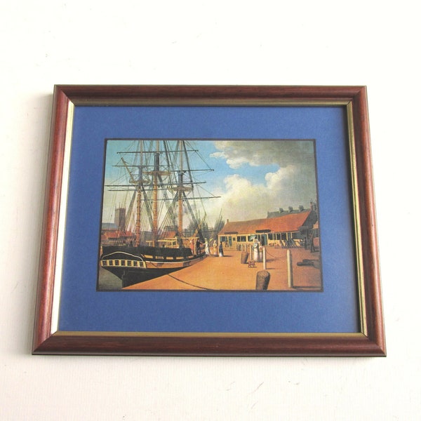 Hull England Westerdale's Boat Yard c 1816 by Robert Willoughby, Small Vintage Art Print in Frame Sized 8 9/10 x 7 4/10 ins