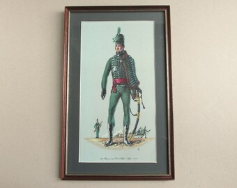 95th Regiment of Foot (Rifles) Officer 1810 by L. K., Vintage Military Portrait Art Print in Wooden Frame Sized 16 x 10 ins