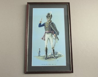Royal Horse Artillery Officer 1815 by L. K., Vintage Military Uniform Art Print in Wooden Frame Sized 16 x 10 ins