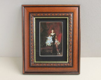 Mrs Cazalet & Children by John Singer Sargent (b 1856) Small Vintage Art Print in Ornate Wooden Frame Sized 12 2/10 x 10 2/10 ins