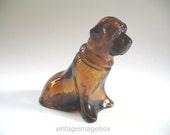 1970s Avon St Bernard Dog AfterShave Bottle, Torero, Vintage Brown Glass Figurine