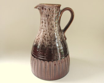 Vintage Large Dripglaze Pottery Jug or Vase by Honiton England, 1970s, Brown, H 8 4/10"