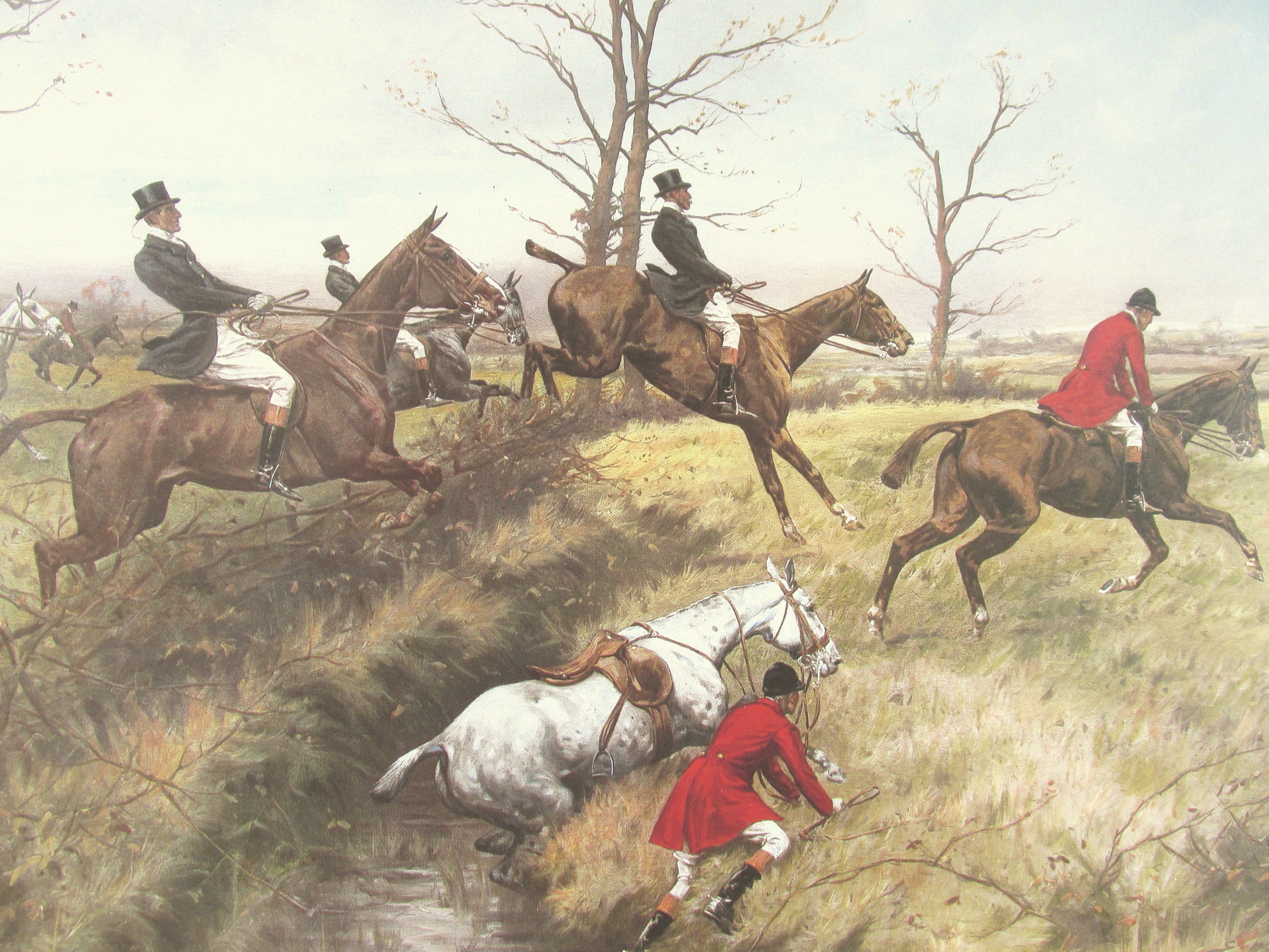 Fox Hunting Print Vintage Art Reproduction Herring S Fox - Bank2home.com
