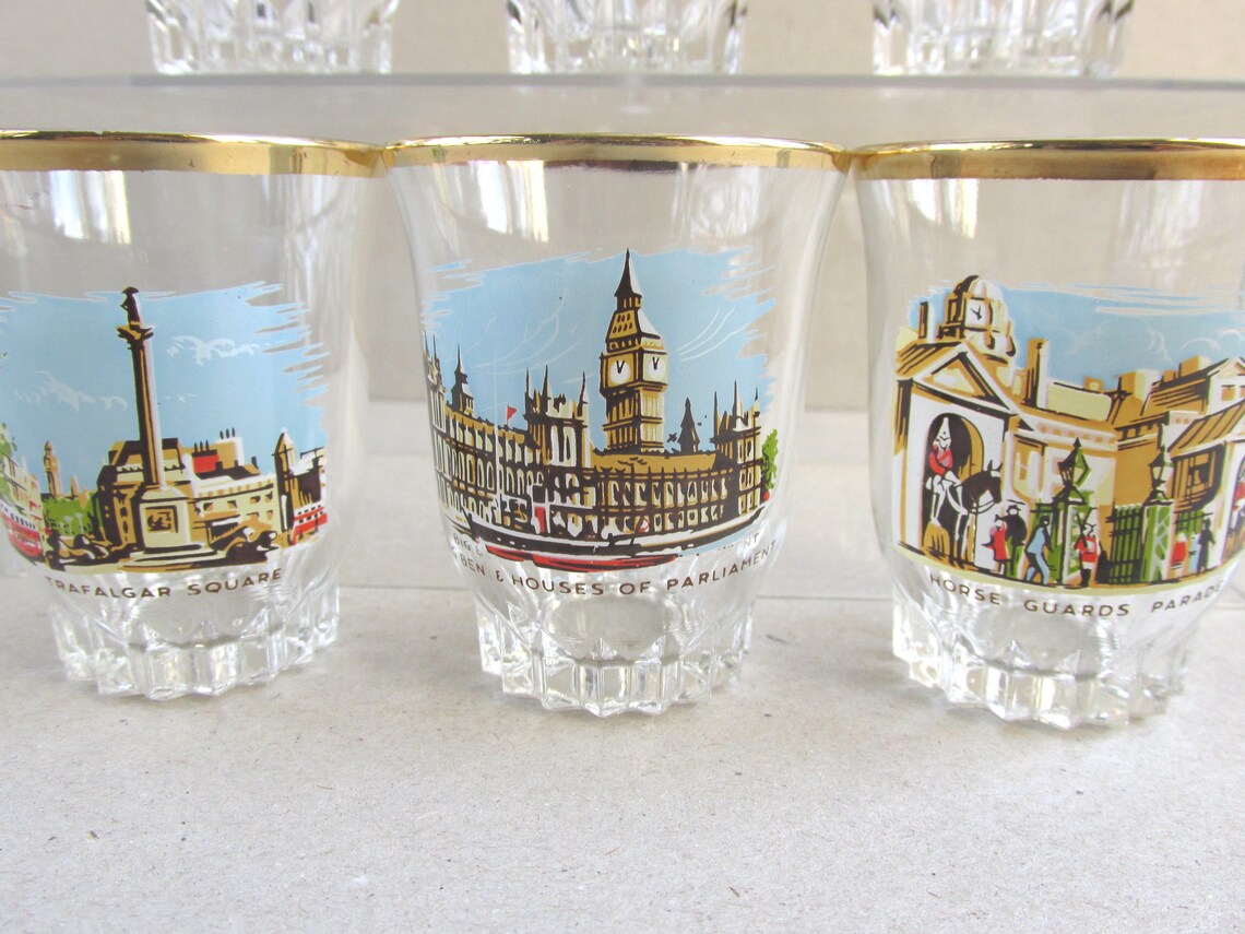 6 x Vintage Shot Glasses London Landmarks Locations 1960s Etsy