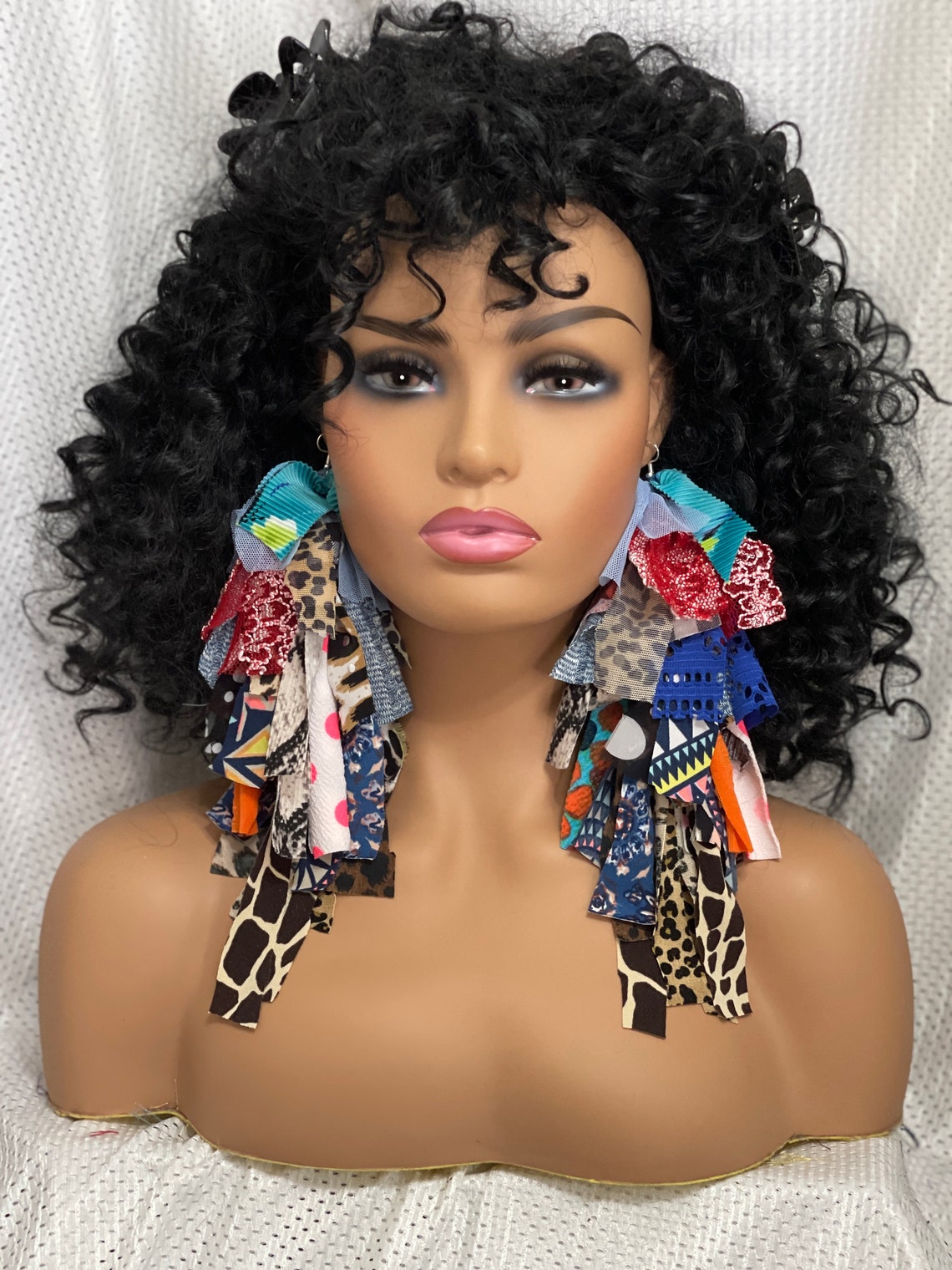 Mix Fabric Earringscloth Earringsfabric Earringsstatement Etsy