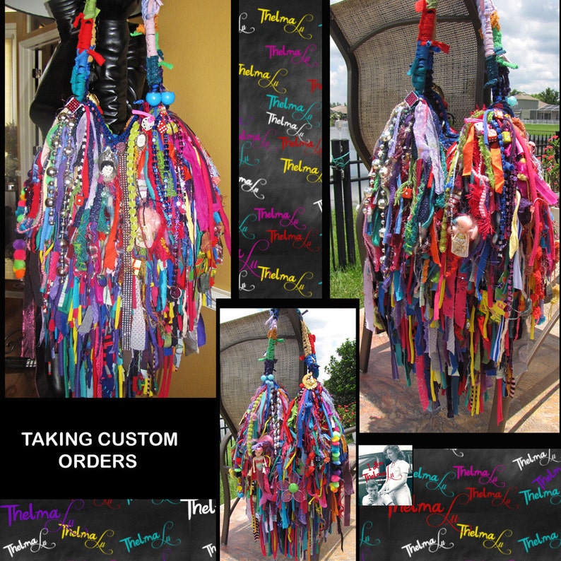 Wild Fringe Bag,Crazy Fun Tote,Custom made Purse,Fringe Handbag,Rag Bag,