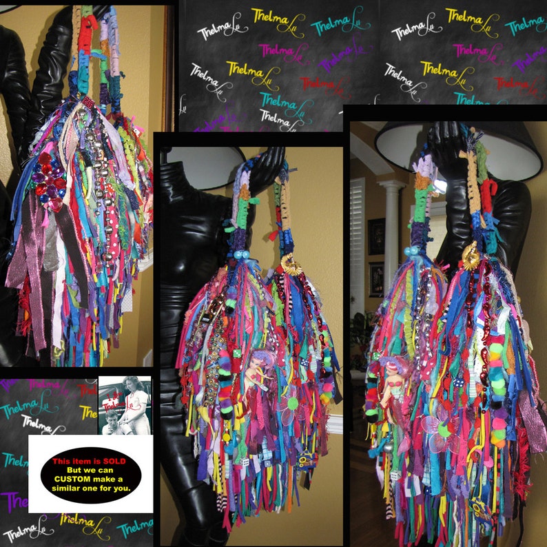 Wild Fringe Bag,Crazy Fun Tote,Custom made Purse,Fringe Handbag,Rag Bag,