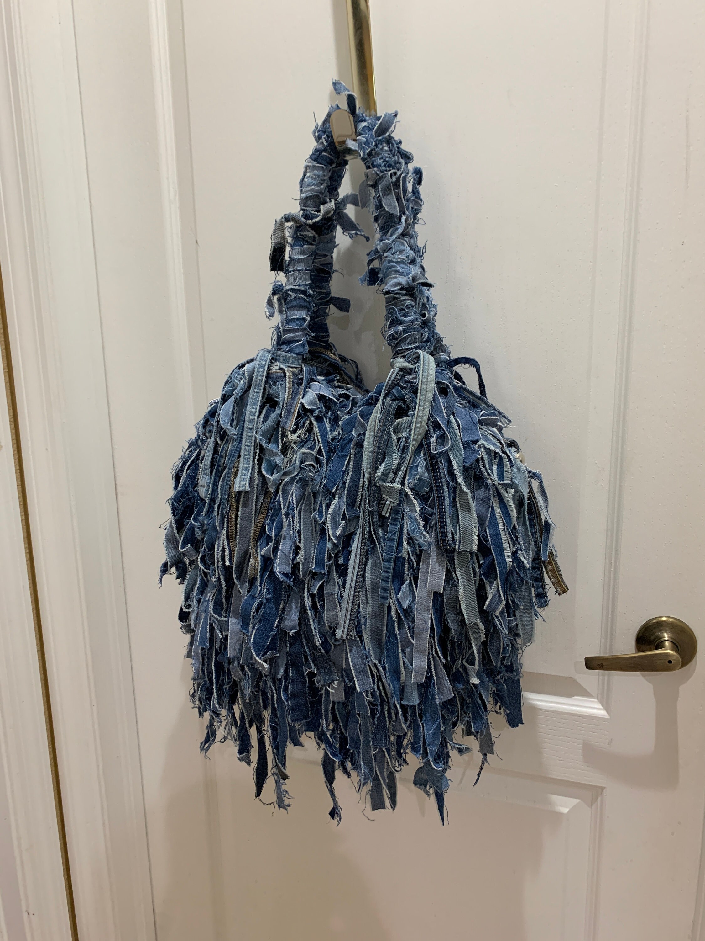 Distress Fringe Bag,fringe Denim Bag,denim Jean Bag,distress Denim 