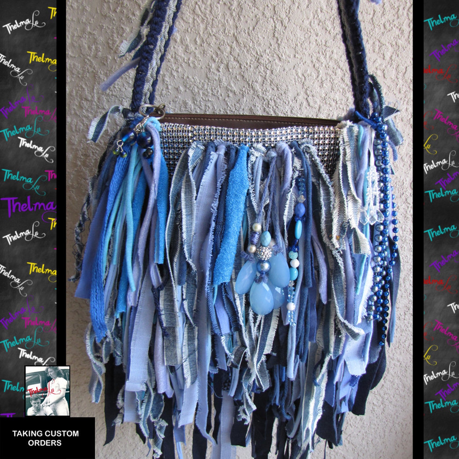 Denim Fringe Bagcrossbody Pursehandmade Handbagcustom Jean Etsy