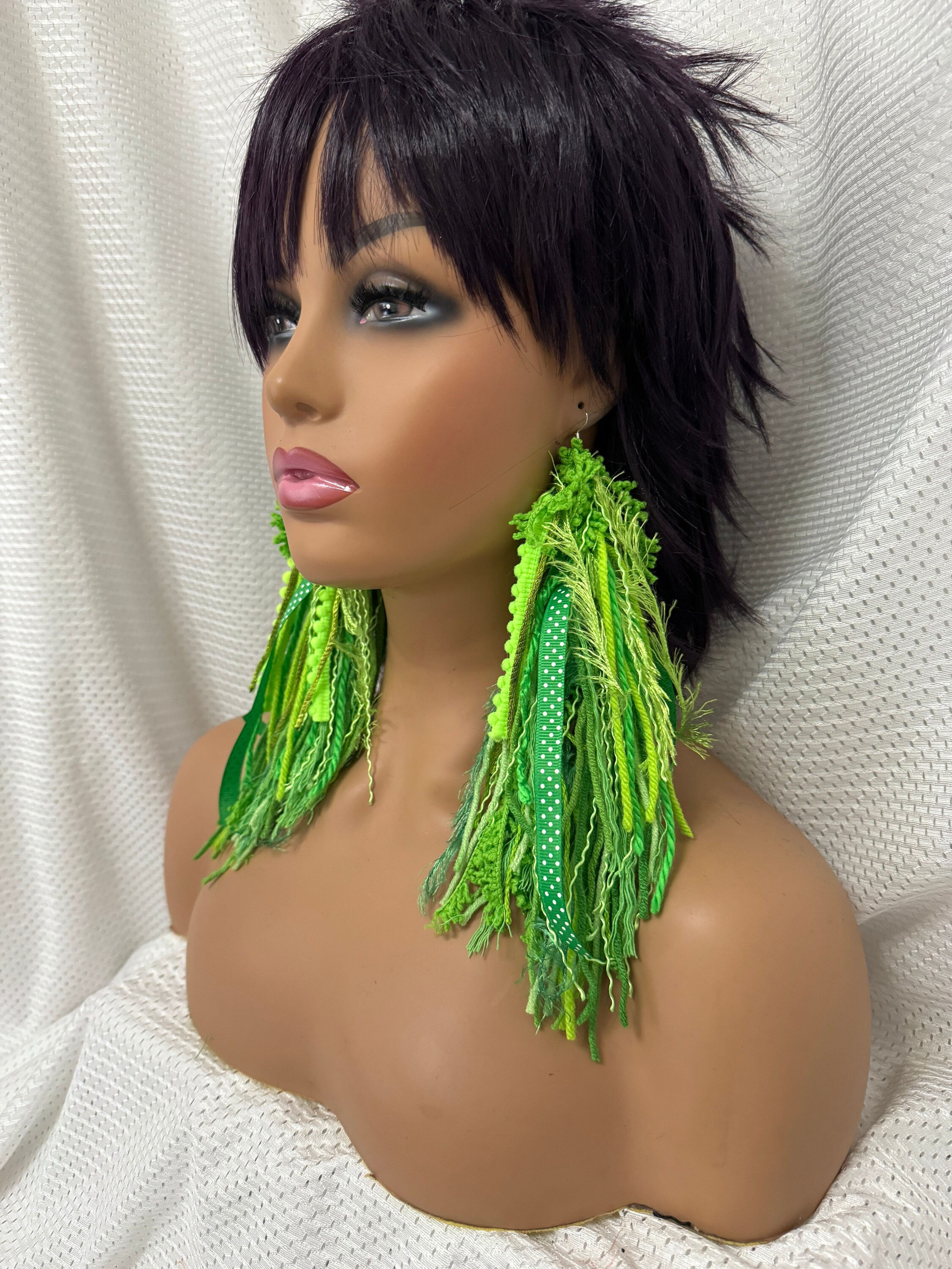 Handmade Earrings,texture Earrings,green Earrings,bold Earrings,soft ...