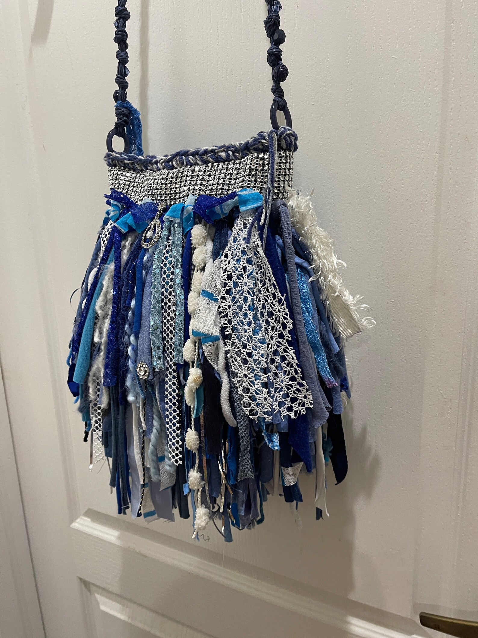 Mini Blue Bag,fringed Handbag,custom Fringe Bag,fabric Fringe Bag ...