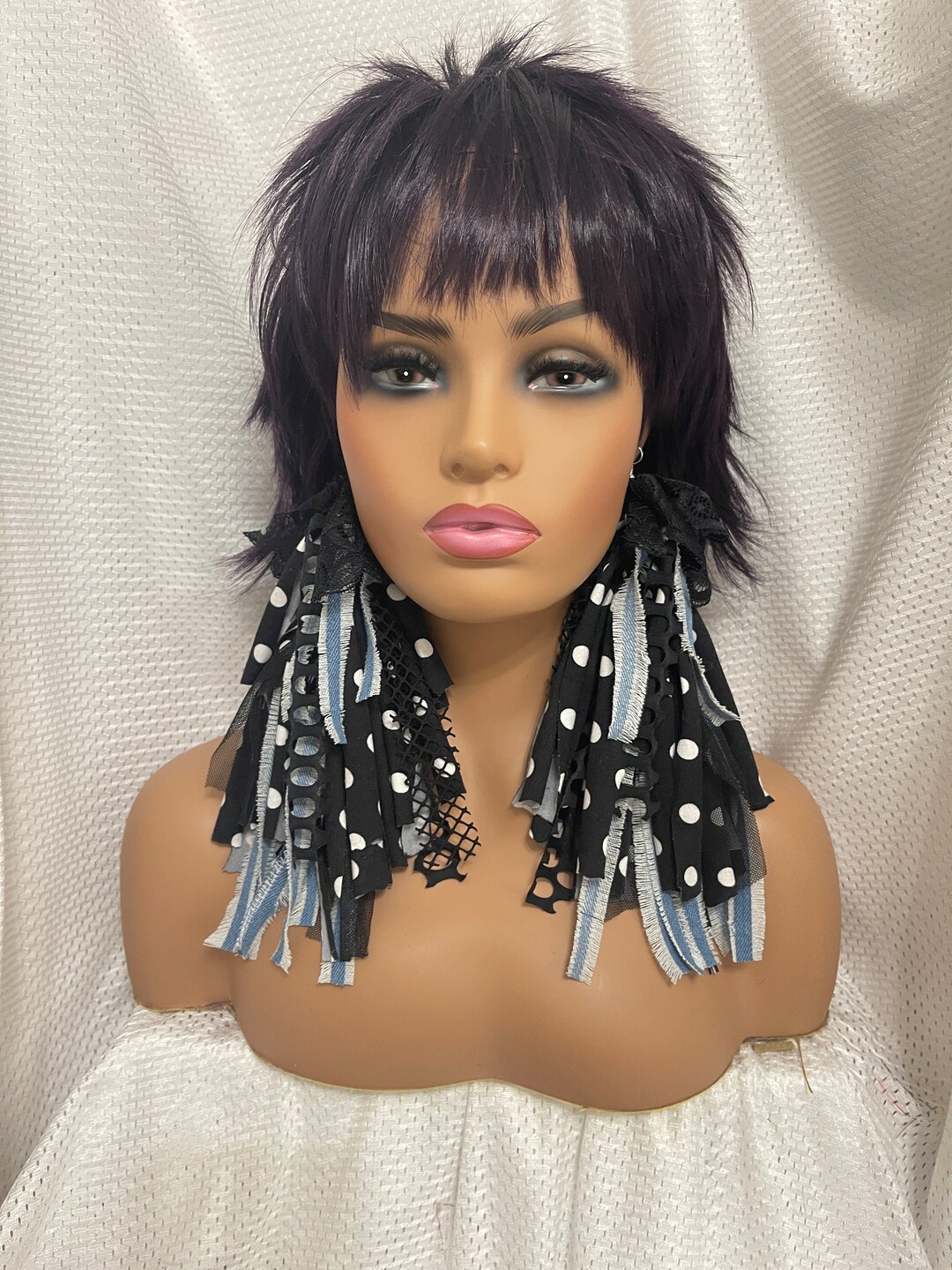 Earringspoka Dot Earringsdenim Earringstexture Etsy