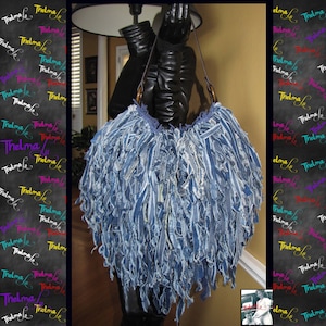 Denim Jean bag,frayed jean bag,Denim Fringe Bag,Jean fringe purse,custom jean handbag,