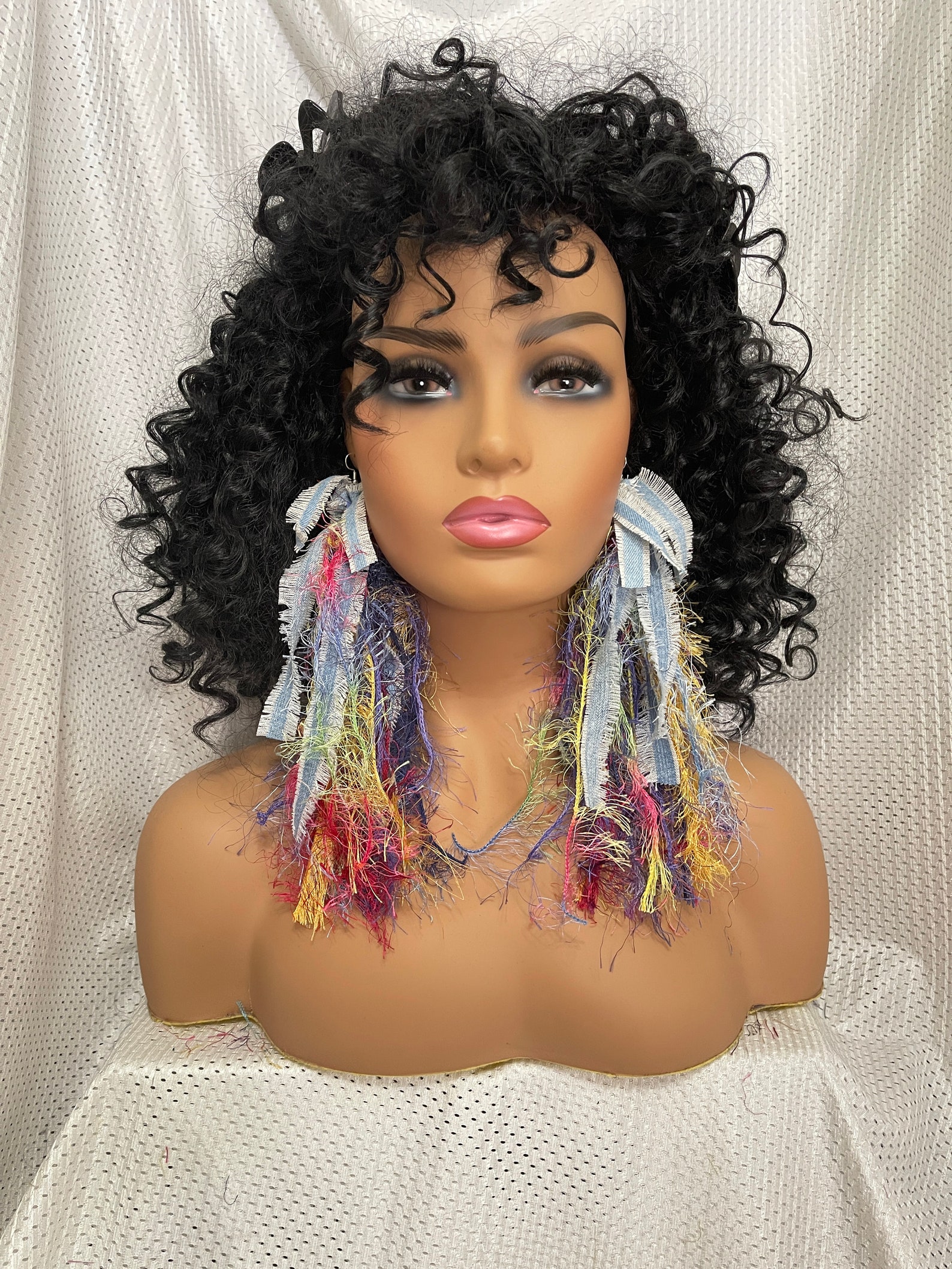 Yarn Denim Earringsmix Fabric Earringscloth Earringsfabric Etsy