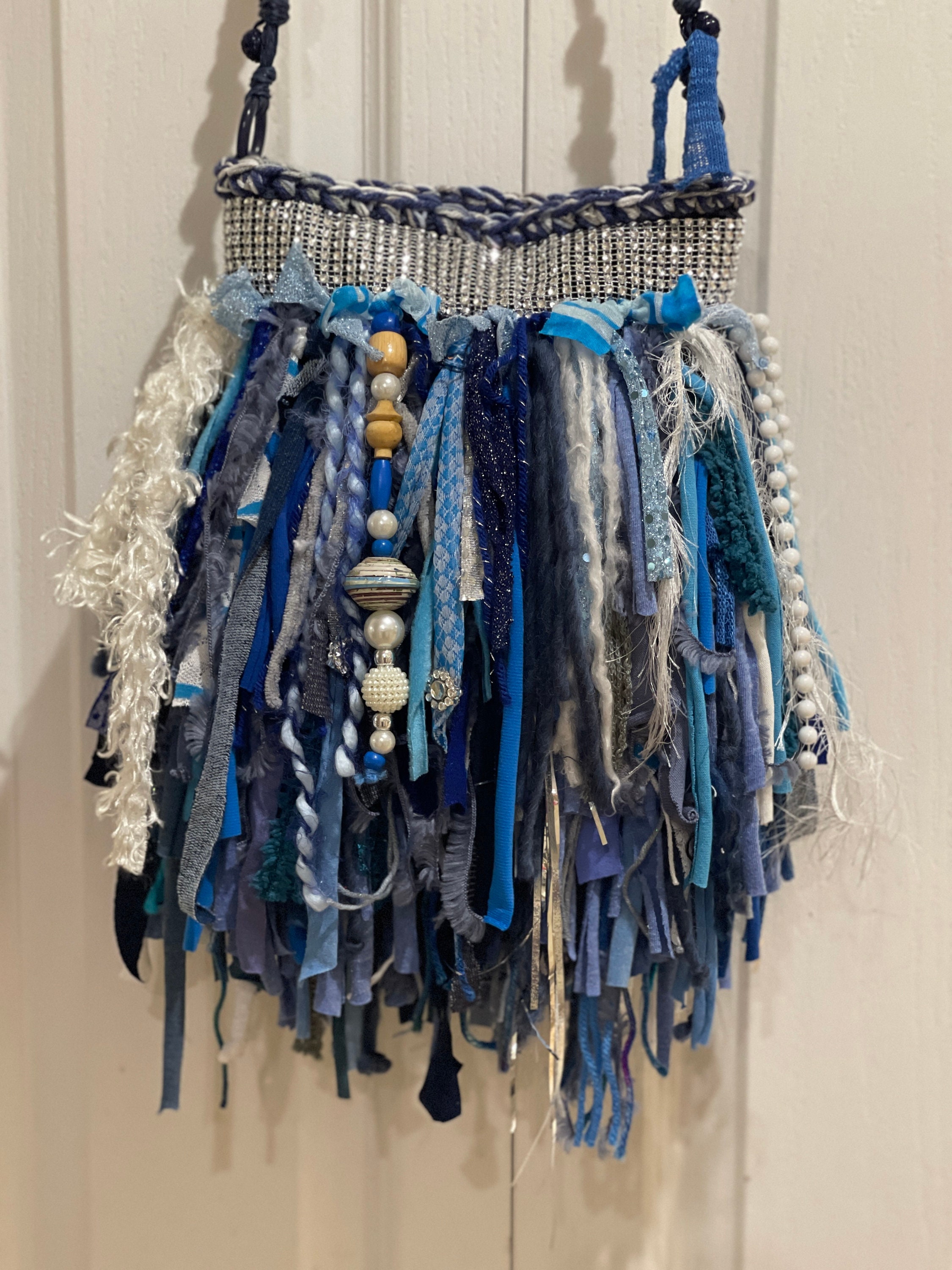 Mini Blue Bag,fringed Handbag,custom Fringe Bag,fabric Fringe Bag ...