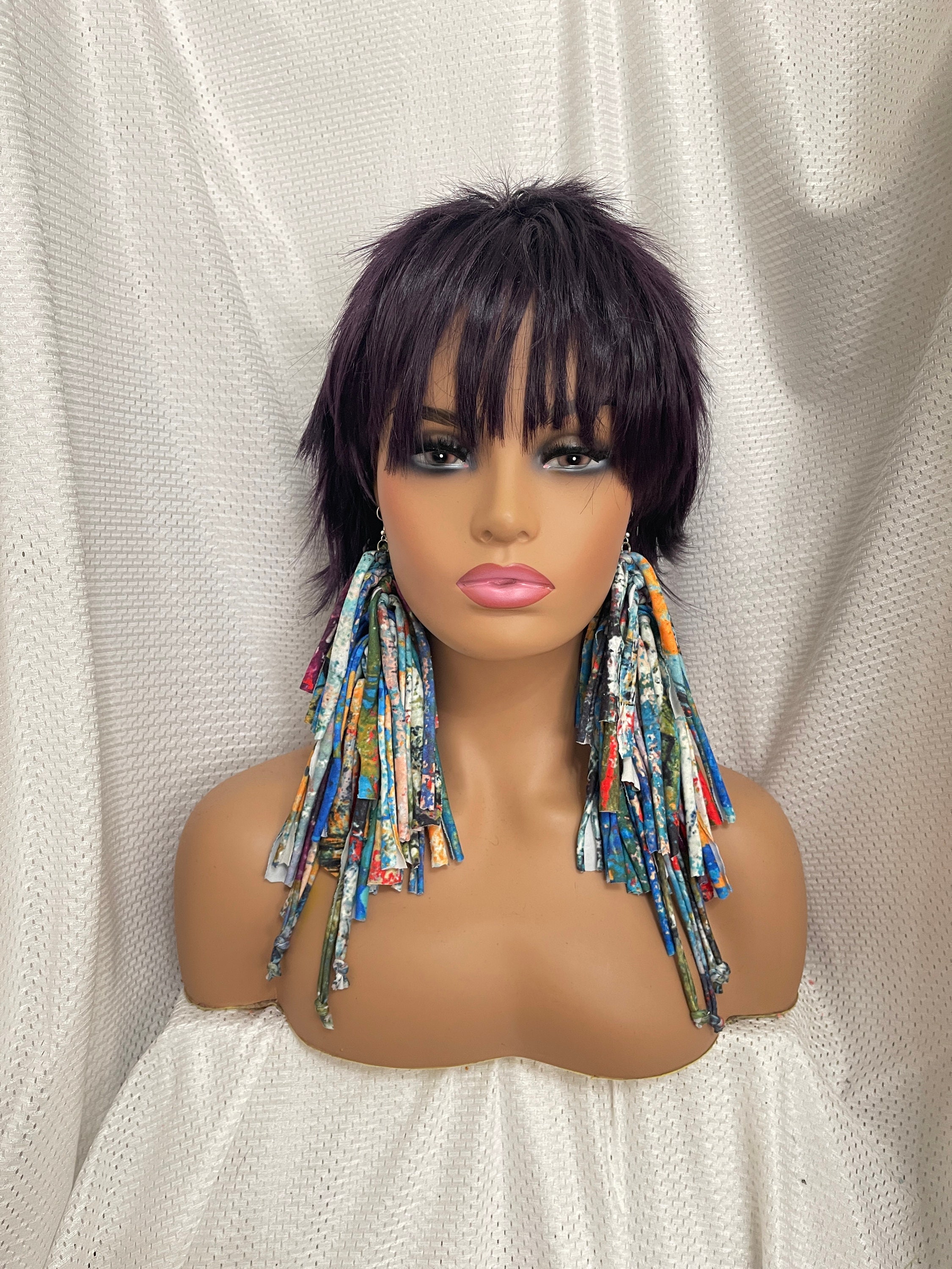 long cloth earrings,texture earrings,lightweight earrings,cloth earrings,soft earrings,Fabric earrings,statement earrings,fringe earrings