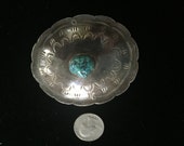 PKM Sterling belt buckle with turquoise inset circa 1950s
