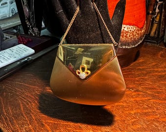 Volupte Lucky purse compact circa 1940s-50s in polished brass, never used