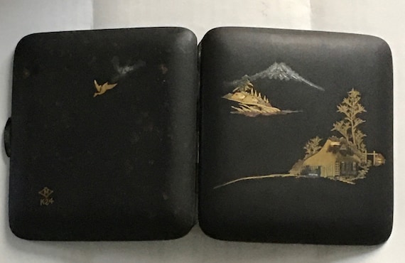 Old Japanese Mixed Metal Komai-damascene Cigarette Case Circa 1930s