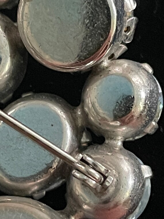 Baby blue moonstone and rhinestone brooch,circa 1… - image 9