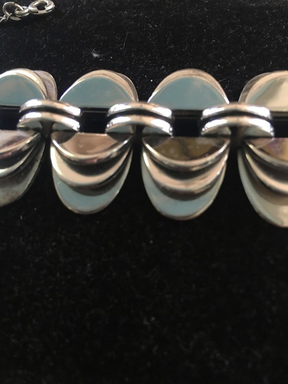 Monet chrome heavy bracelet circa 1960 in mid cen… - image 2