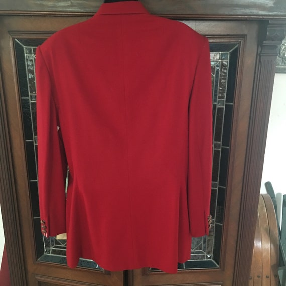 Vintage red Anne Klein 1980s,one button blazer in… - image 2