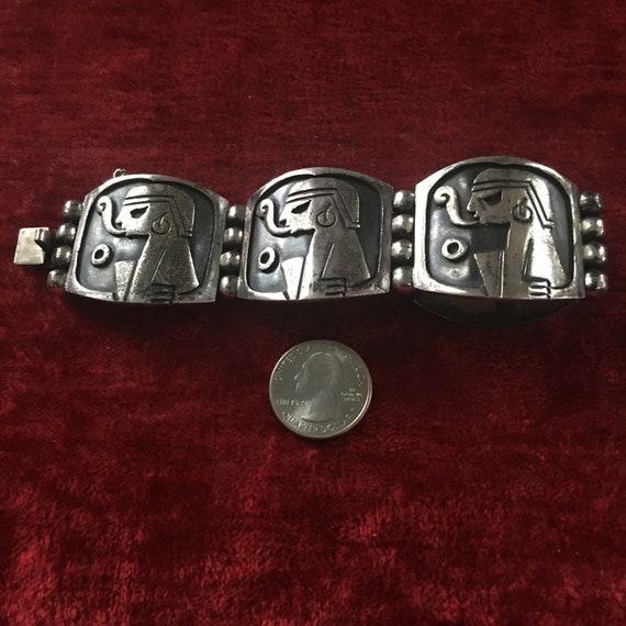 1940s solid sterling Mexican signed bracelet with… - image 1