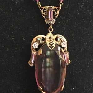 Amethyst & Glass Bead Droplet Necklace In Gold Plate main image 1