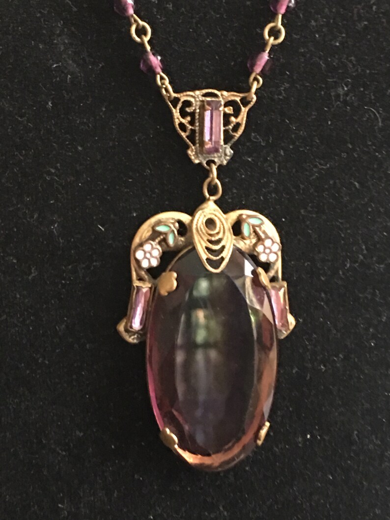 Amethyst & Glass Bead Droplet Necklace In Gold Plate main image 0