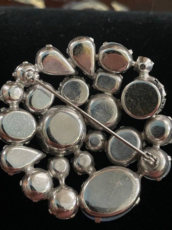 Baby blue moonstone and rhinestone brooch,circa 1… - image 8