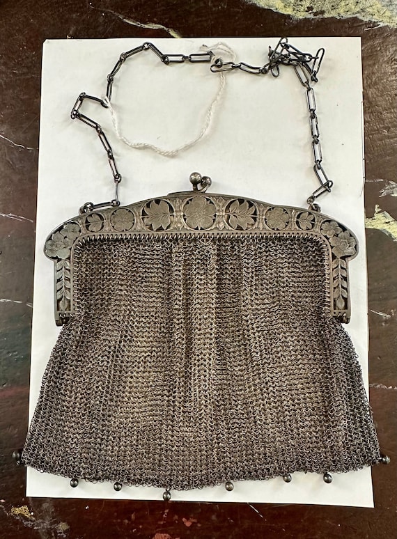 Sterling silver marked 1900s Antique handbag